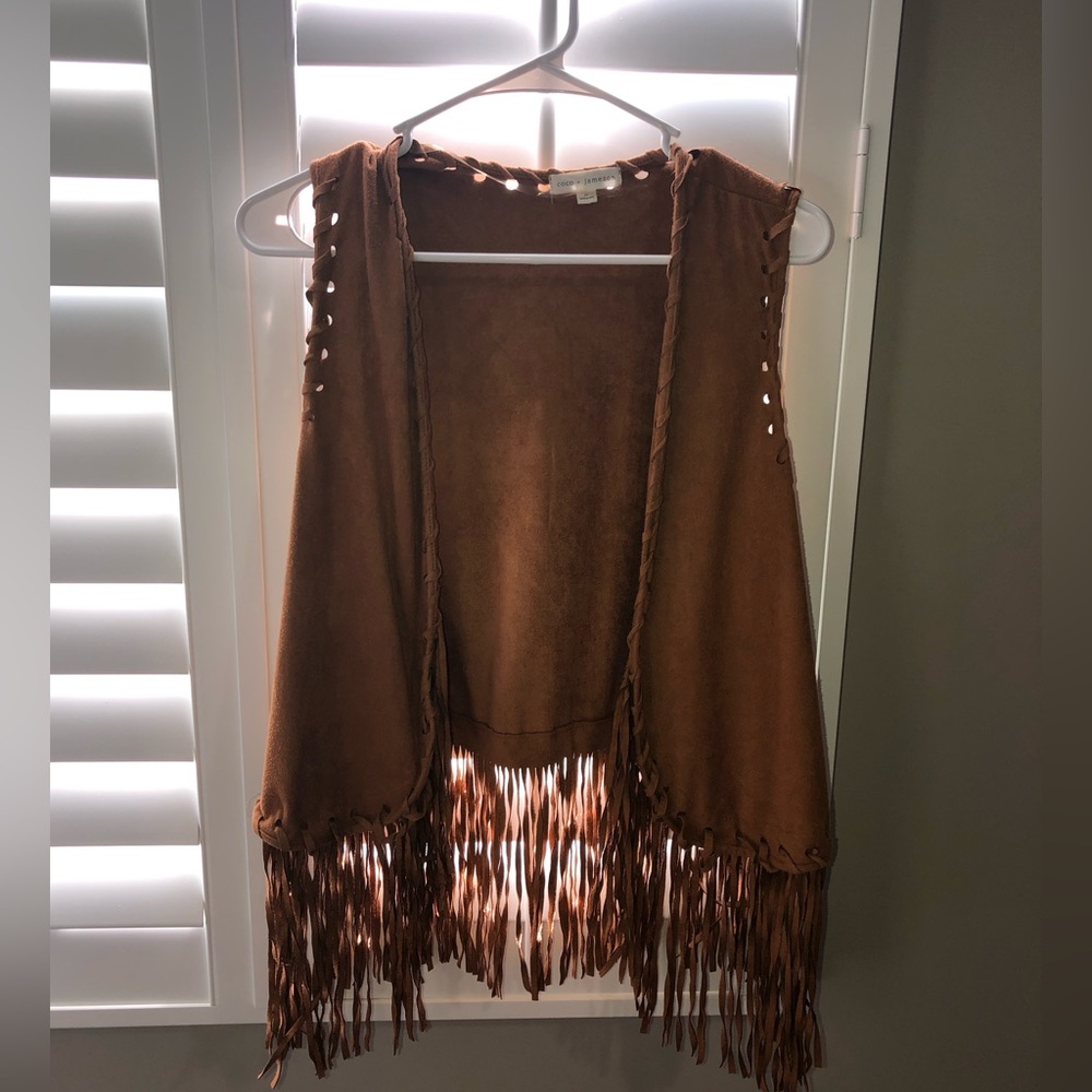 Tan fringe vest
